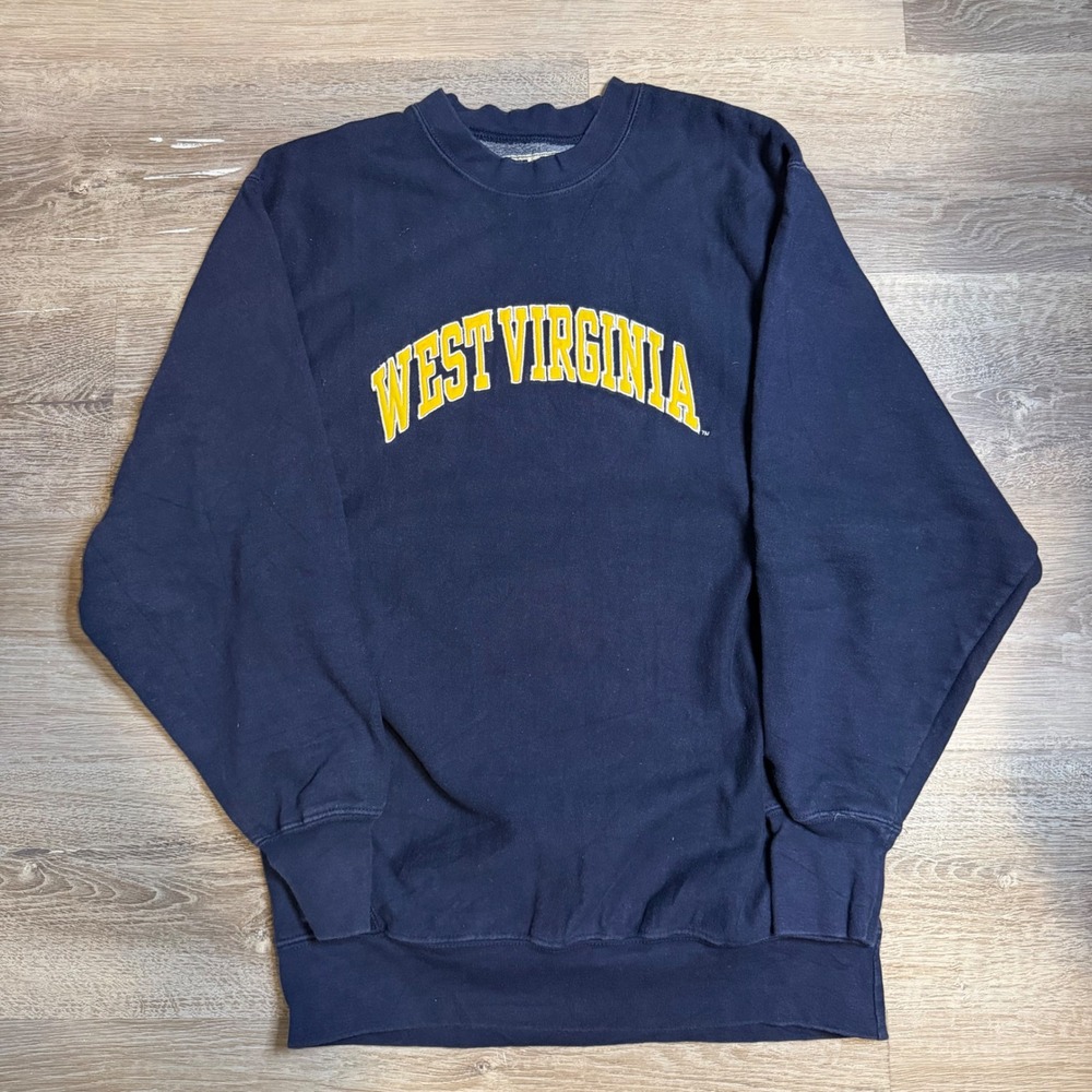 Vintage Steve & Barrys West Virginia Sweatshirt Mens S Navy Blue Crewneck WVU